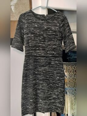 Banana Republic Black and White Tweed Midi Dress